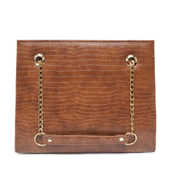 Croco Brown Bag With Long Chain