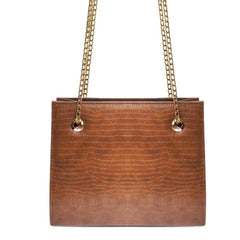 Croco Brown Bag With Long Chain